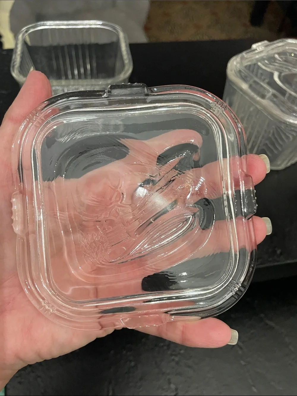 Federal Glass Clear Glass Square Storage Jars with Lids - Set of 2